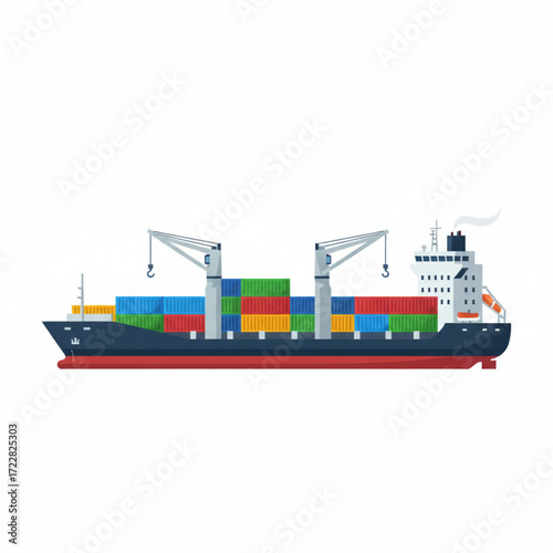 Cargo Ship Isolated on White Background6.eps