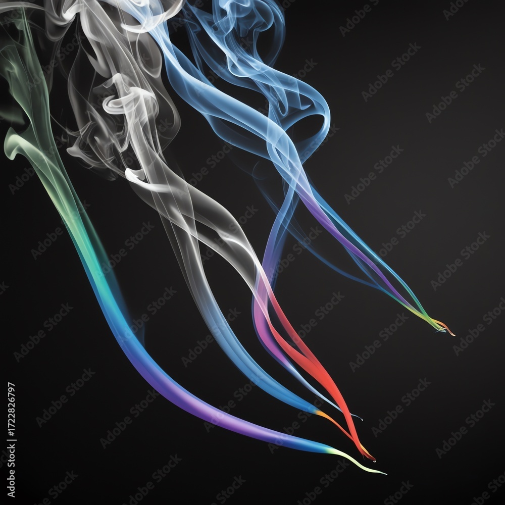 Naklejka premium Rainbow Smoke Trails in Intertwining Colors with Vibrant High-Resolution Effects