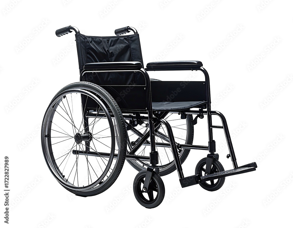 Fototapeta premium Black wheelchair, isolated, studio shot