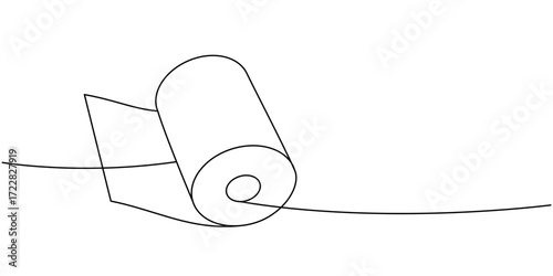 Soft roll one line continuous drawing. Kitchen towel roll. Vector illustration
