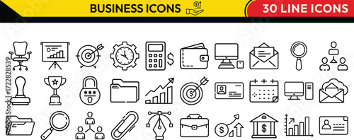 Business, Marketing and Analytics Icons. Professional Linear Pack
