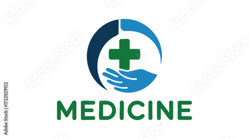 Caring hands offer green cross medicine symbol embracing healthcare support