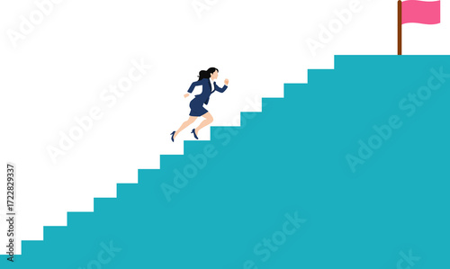 目標達成へのロードマップのイラスト(階段)