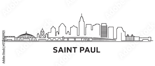 Tableau sur toile Saint Paul Line Art skyline banner