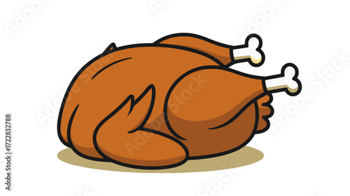 Roasted Chicken Illustration A Deliciously Simple Cartoon Illustration of a Roasted Chicken