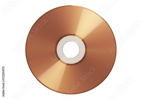 Isolated golden compact disc on background, recordable media for data storage or music