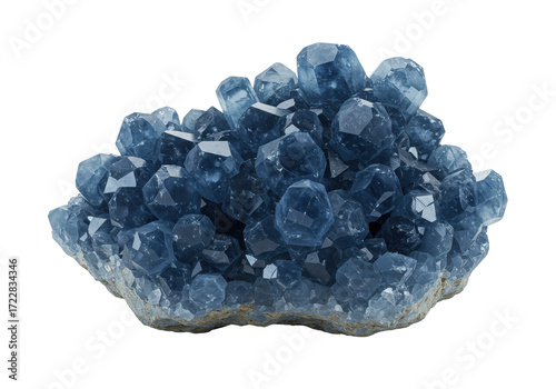 фотографія Isolated Blue Celestine Crystal Cluster, Beautiful Mineral Stone, Raw Gemstone S