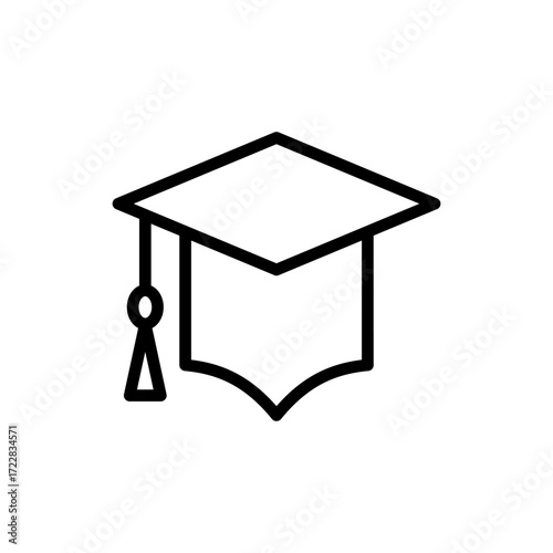 Education icon symbol for apps and websites. Graduation cap sign and symbol. Graduate. Students cap