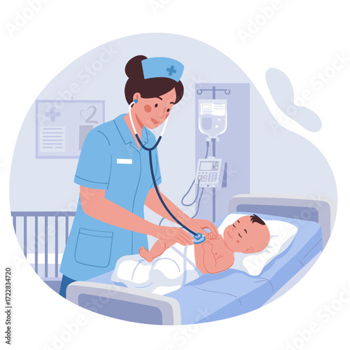"Nurse Checking Baby’s Health in Neonatal Intensive Care"