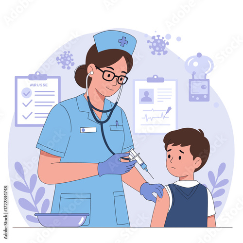 urse Administering Vaccine to Child During Vaccination Appointment