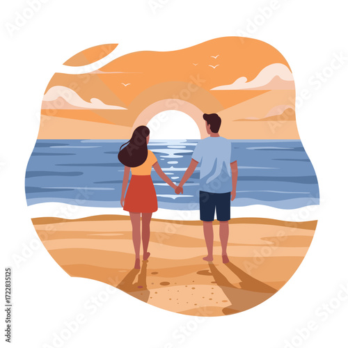 Romantic Sunset Walk on Beach