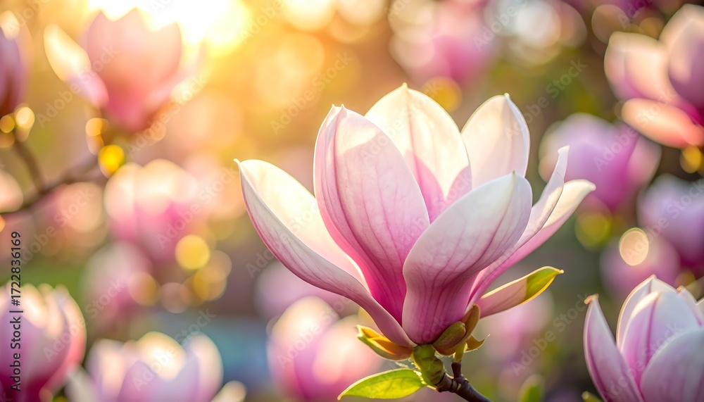 Fototapeta premium Spring magnolia blossoms in sunlight (1)
