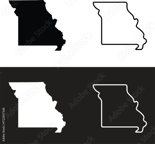 Missouri Map Outline Isolated on White Back Ground