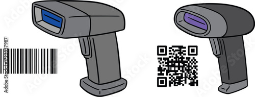 Electronic Barcode Scanner Machine Vector for Cash Register and Store Systems