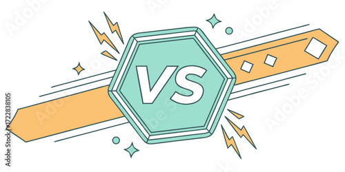 Bold “VS” sign in modern graphic style, perfect for banners, esports, sports match posters, and competitive event branding.