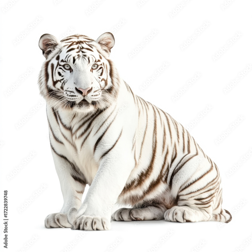 Obraz premium White tiger walking on white background