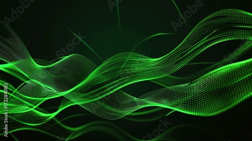 Green Minimalist Tech Wave Background Images, with fresh green as the main tone, matched with smooth tech-style wave lines, integrating elements such as low-saturation gradients and minimalist light 
