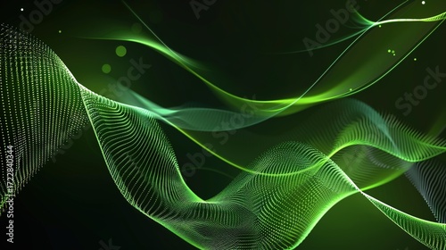 Green Minimalist Tech Wave Background Images, with fresh green as the main tone, matched with smooth tech-style wave lines, integrating elements such as low-saturation gradients and minimalist light 