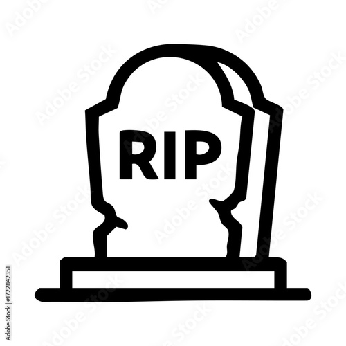 A black and white tombstone with RIP