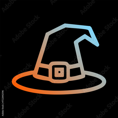 A witchs hat with a gradient color scheme