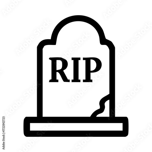 Black and white RIP tombstone icon