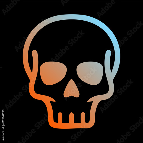 Black background with a gradient skull outline