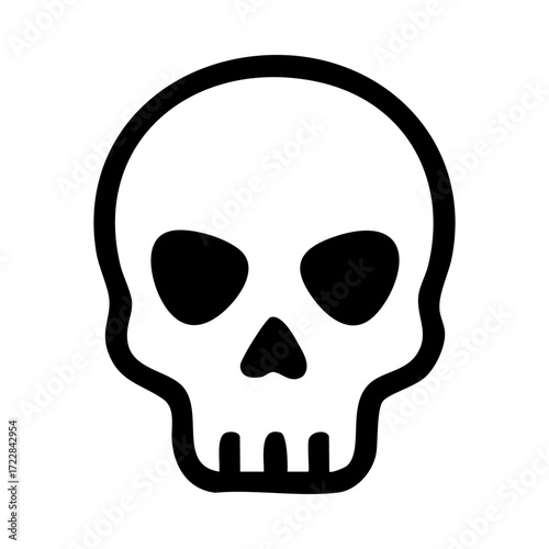 Black skull outline on white background