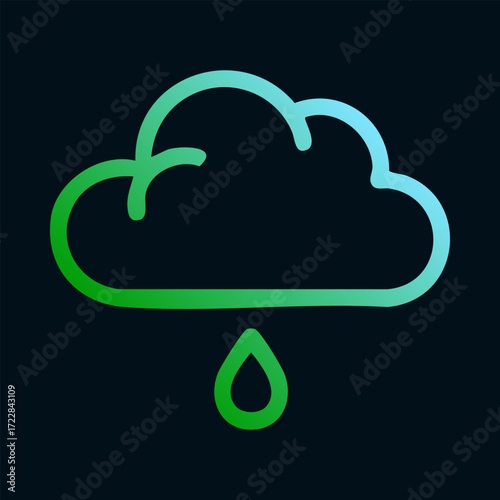 Cloud with falling raindrop icon