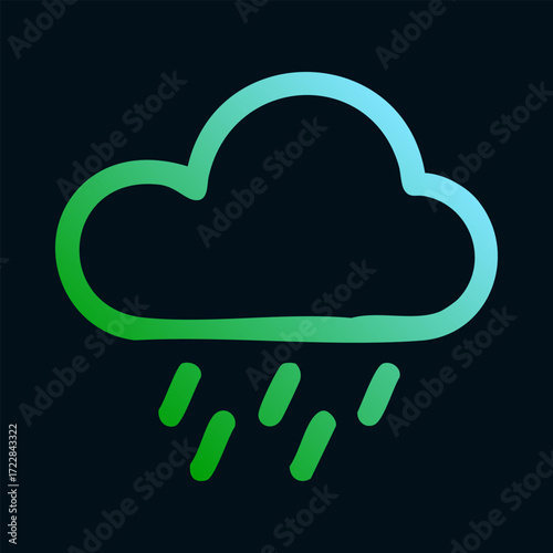 Green and blue gradient cloud with rain