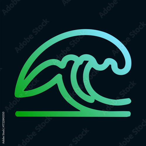 Green and blue gradient wave on black background