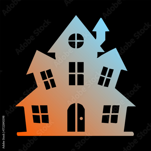 Halloween haunted house silhouette with gradient