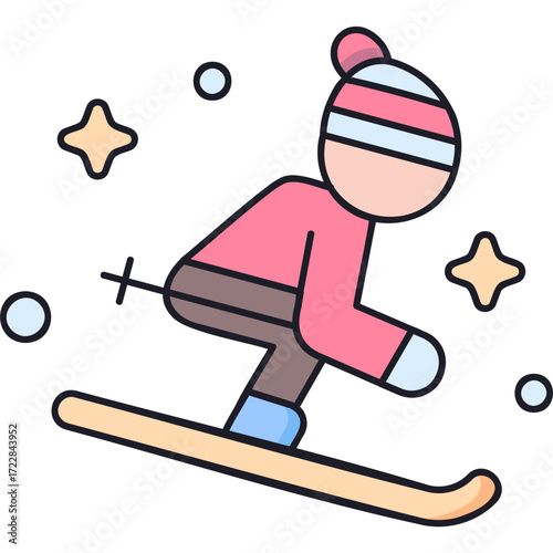 Skiing Sticker
