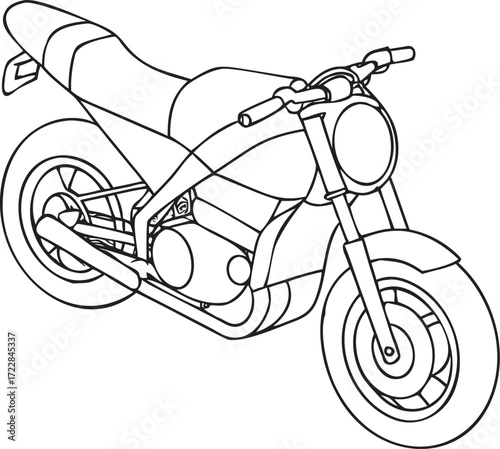 Black and white line drawing of a motorcycle motorbike