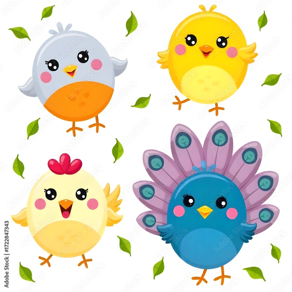 Fototapeta premium set of funny birds