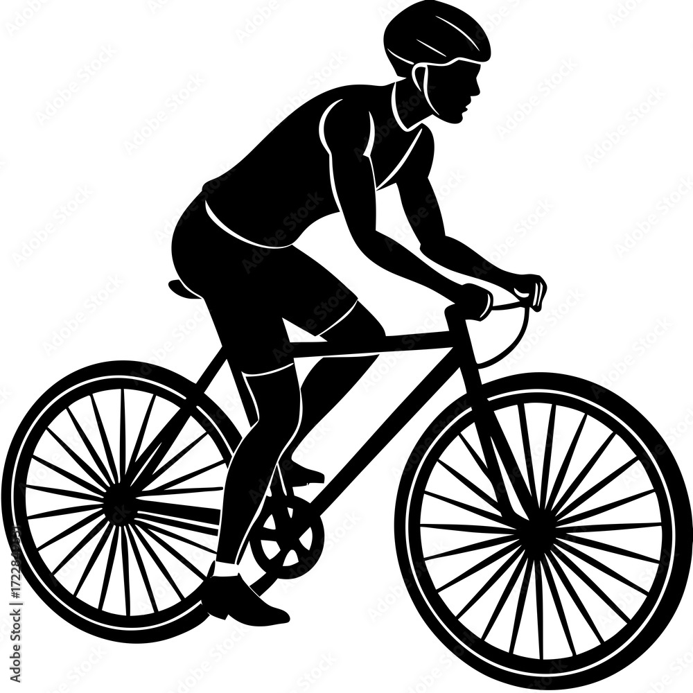 Obraz premium Silhouette of a man riding a bike