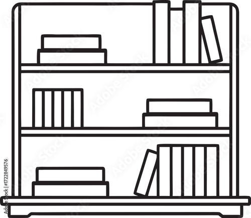Outline of a Three- Shelf Bookcase bookshelf books
