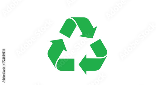 Bright green recycling symbol with three arrows forming a continuous triangle, representing environmental protection and waste management.
