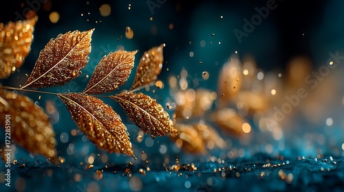 Elegant abstract golden foliage artwork high resolution image