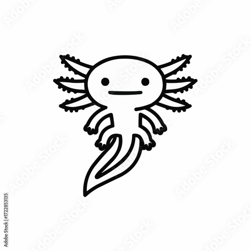 Cute axolotl character illustration with smiling face and whimsical design  