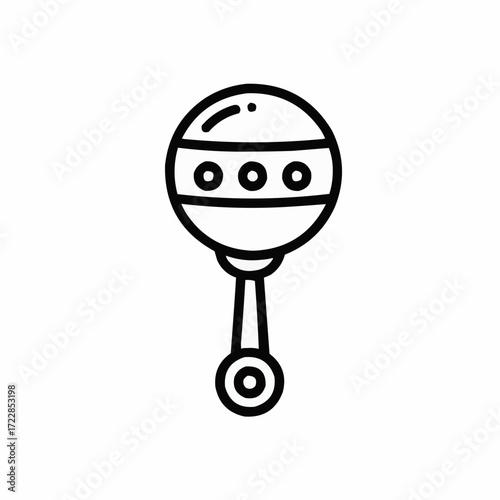Baby rattle illustration in minimalist line art style  