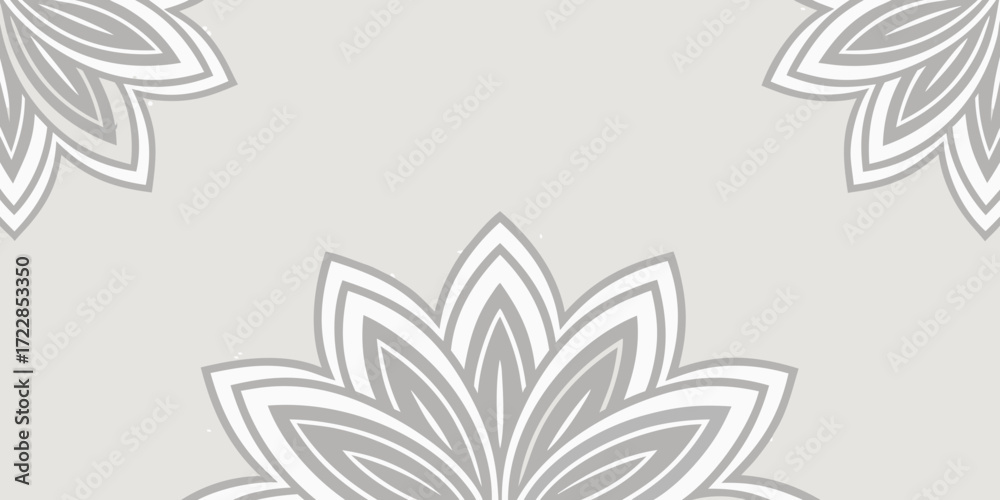 Fototapeta premium An abstract white lotus floral vector design with leafy elements on a gray background