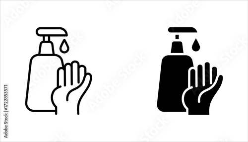 Hand sanitizer icon set. Hand hygiene, vector illustration on white background