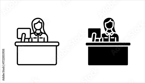 reception icon set, customer service, vector illustration on white background