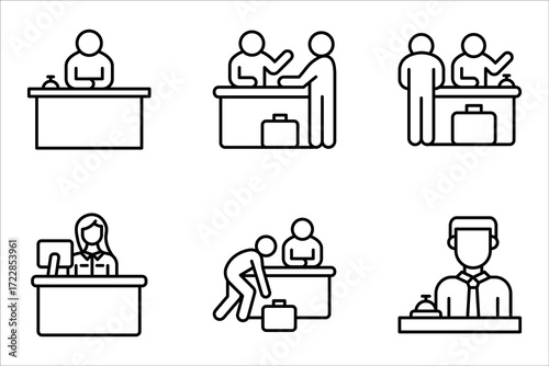 reception icon set, customer service, vector illustration on white background