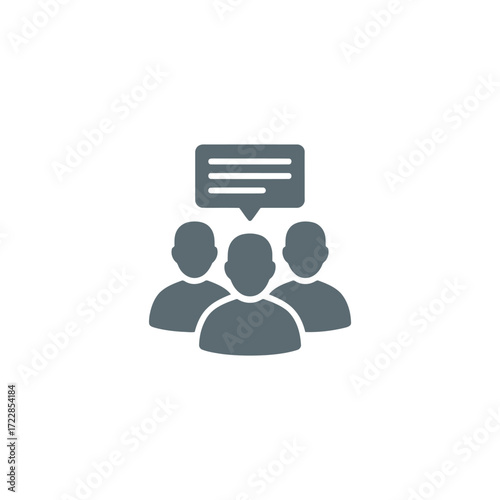 Flat icon of group of people icon with speech bubble