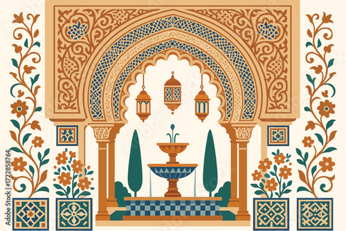 Andalusia Arch Tiles and Garden Motifs