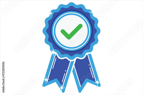 Vector art of quality guarantee badge a vector illustration of a ribbon and check mark, perfect for a seal of approval or product verification graphic