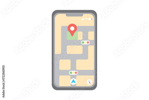 地図アプリを表示しているスマホのイラスト
