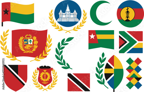 September National and Cultural Observances Vector Wallpaper with Flags, Symbols, and Heritage Icons 