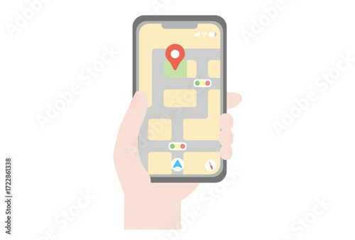 地図アプリを表示しているスマホを持つ手